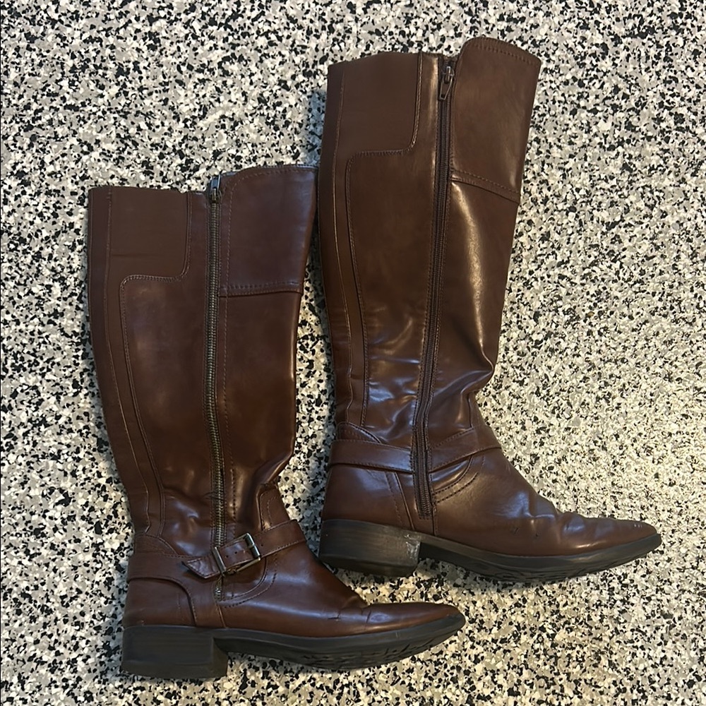 Women's Brown Leather Riding Boots